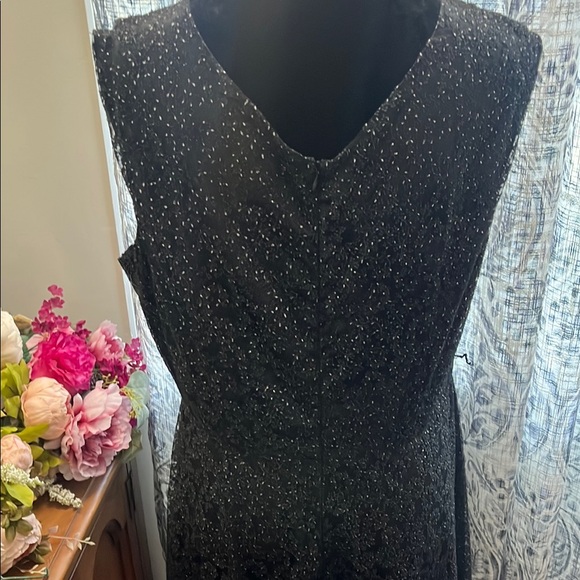 Tahari Black Sparkle Midi Dress - Picture 2 of 6